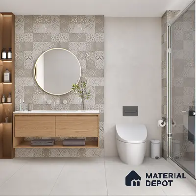 Carving Floor & Wall Tile TL 05457 Neolith Grey 2 ft x 4 ft Vitrified Rustic Carving Matte Finish - 9 mm | 6 Random Design | Suitable for Living Room, Bedroom, Bathroom, Kitchen