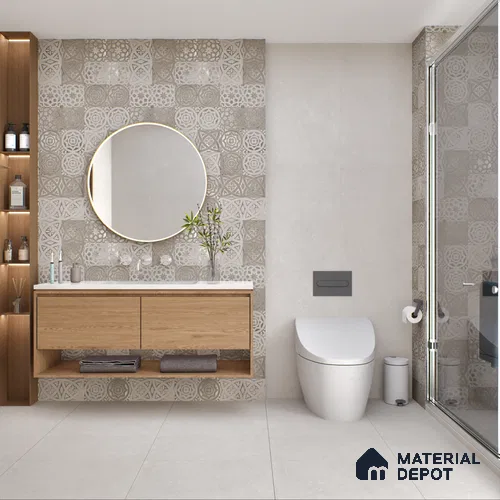 Carving Floor & Wall Tile TL 05457 Neolith Grey 2 ft x 4 ft Vitrified Rustic Carving Matte Finish - 9 mm | 6 Random Design | Suitable for Living Room, Bedroom, Bathroom, Kitchen