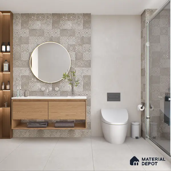 Carving Floor & Wall Tile TL 05457 Neolith Grey 2 ft x 4 ft Vitrified Rustic Carving Matte Finish - 9 mm | 6 Random Design | Suitable for Living Room, Bedroom, Bathroom, Kitchen