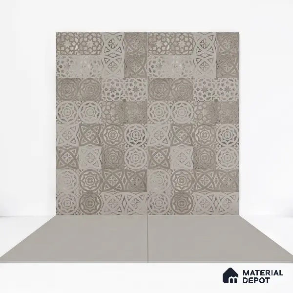 Carving Floor & Wall Tile TL 05457 Neolith Grey 2 ft x 4 ft Vitrified Rustic Carving Matte Finish - 9 mm | 6 Random Design | Suitable for Living Room, Bedroom, Bathroom, Kitchen