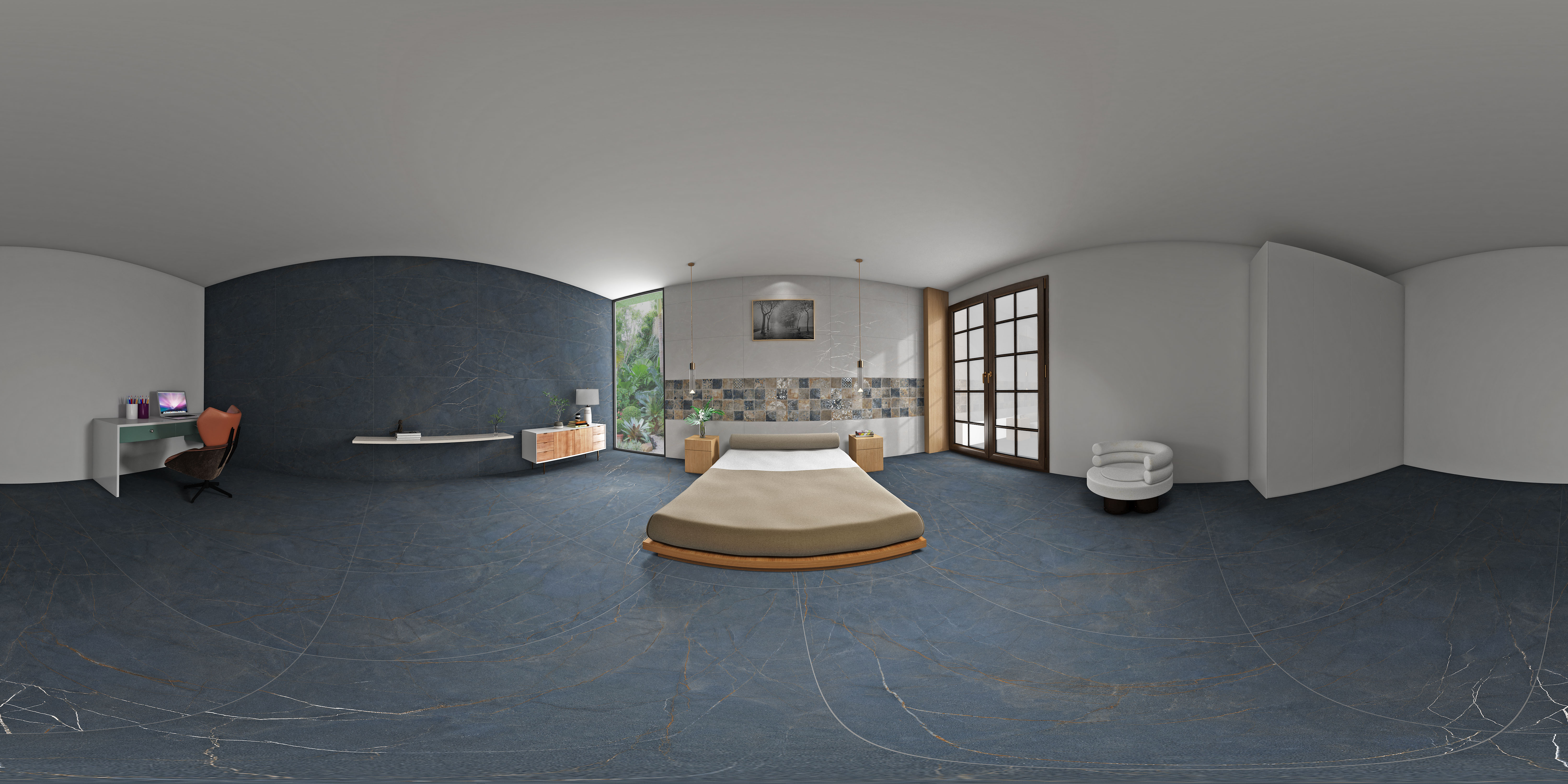 Carving Floor & Wall Tile TL 05612 E Gravier Subtle Viola 2 ft x 4 ft Vitrified Rustic Carving Matte Finish - 9 mm | 6 Random Design | Suitable for Living Room, Bedroom, Bathroom (Sample)