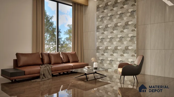 Carving Floor & Wall Tile TL 05612 B Gravier Subtle Choco 2 ft x 4 ft Vitrified Rustic Carving Matte Finish - 9 mm | 6 Random Design | Suitable for Living Room, Bedroom, Bathroom (Sample)