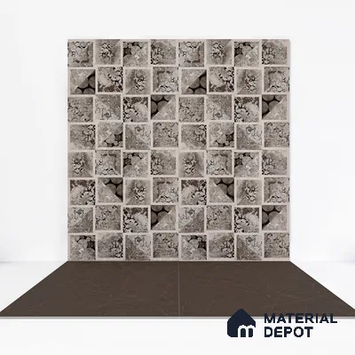 Carving Floor & Wall Tile TL 05612 B Gravier Subtle Choco 2 ft x 4 ft Vitrified Rustic Carving Matte Finish - 9 mm | 6 Random Design | Suitable for Living Room, Bedroom, Bathroom (Sample)