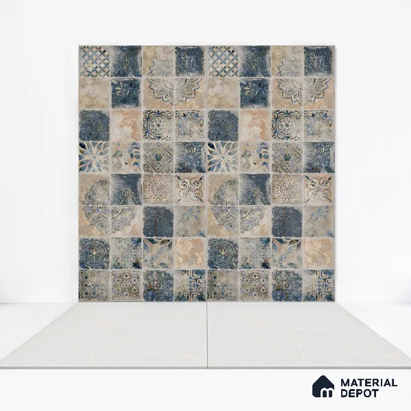 Carving Floor & Wall Tile TL 05612 D Gravier Subtle Bianco 2 ft x 4 ft Vitrified Rustic Carving Matte Finish - 9 mm | 6 Random Design | Suitable for Living Room, Bedroom, Bathroom (Sample)
