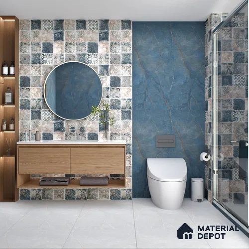 Carving Floor & Wall Tile TL 05612 E Gravier Subtle Viola 2 ft x 4 ft Vitrified Rustic Carving Matte Finish - 9 mm | 6 Random Design | Suitable for Living Room, Bedroom, Bathroom
