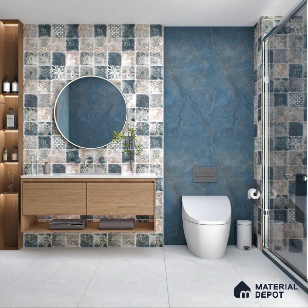 Carving Floor & Wall Tile TL 05612 E Gravier Subtle Viola 2 ft x 4 ft Vitrified Rustic Carving Matte Finish - 9 mm | 6 Random Design | Suitable for Living Room, Bedroom, Bathroom (Sample)