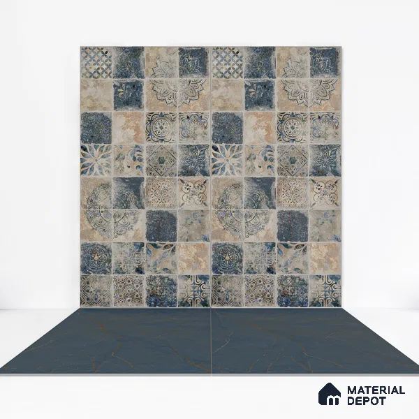 Carving Floor & Wall Tile TL 05612 E Gravier Subtle Viola 2 ft x 4 ft Vitrified Rustic Carving Matte Finish - 9 mm | 6 Random Design | Suitable for Living Room, Bedroom, Bathroom (Sample)