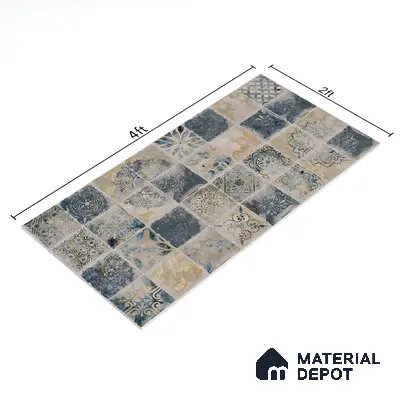 Highlighter Wall Tile TL 05612 F Gravier Subtle Viola Decor 2 ft x 4 ft Vitrified Rustic Carving Matte Finish - 9 mm | 4 Random Design | Suitable for Living Room, Bedroom, Bathroom