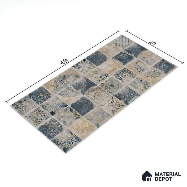 Highlighter Wall Tile TL 05612 F Gravier Subtle Viola Decor 2 ft x 4 ft Vitrified Rustic Carving Matte Finish - 9 mm | 4 Random Design | Suitable for Living Room, Bedroom, Bathroom