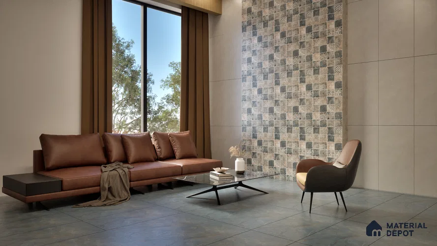 Highlighter Wall Tile TL 05612 F Gravier Subtle Viola Decor 2 ft x 4 ft Vitrified Rustic Carving Matte Finish - 9 mm | Suitable For Bathroom, Accent/Feature Wall, Balcony
