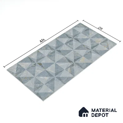 Highlighter Carving Wall Tile TL 05816 B Gravier Aqua Mint Decor 2 ft x 4 ft Vitrified Carving Matte Finish - 9 mm | Suitable for Living Room, Bedroom, Bathroom