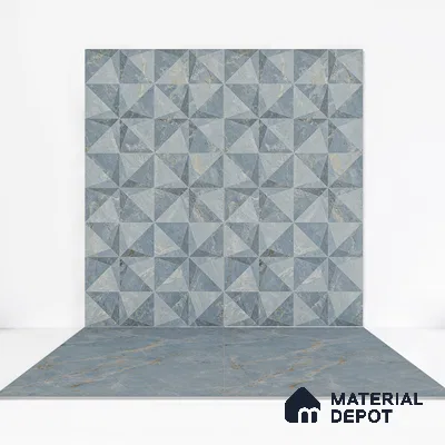 Carving Floor & Wall Tile TL 05816 Gravier Aqua Mint 2 ft x 4 ft Vitrified Carving Matte Finish - 9 mm | 10 Random Design | Suitable for Living Room, Bedroom, Bathroom
