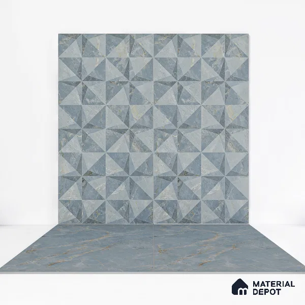 Carving Floor & Wall Tile TL 05816 Gravier Aqua Mint 2 ft x 4 ft Vitrified Carving Matte Finish - 9 mm | 10 Random Design | Suitable for Living Room, Bedroom, Bathroom