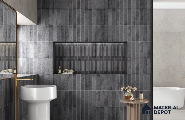 Subway Wall Tile TL 11506 G Fruna Nero Decor 10 inc x 2 inc Vitrified Whitebody Digimatt Finish - 8 mm | Suitable for Kitchen & Bathroom | Minimum 3 mm Spacer is Mandatory