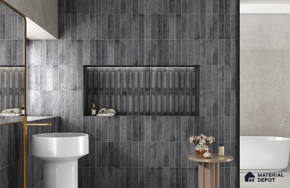 Subway Wall Tile TL 11506 H Fruna Nero 10 inc x 2 inc Vitrified Whitebody Digimatt Finish - 8 mm | Suitable for Kitchen & Bathroom | Minimum 3 mm Spacer is Mandatory