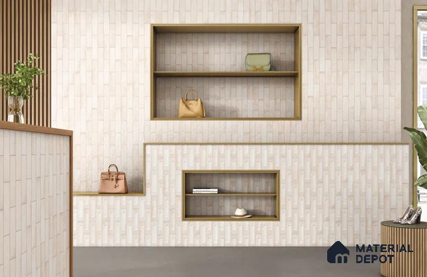 Subway Wall Tile TL 11506 C Fruna Bianco Decor 10 inc x 2 inc Vitrified Whitebody Digimatt Finish - 8 mm | Suitable for Kitchen & Bathroom | Minimum 3 mm Spacer is Mandatory