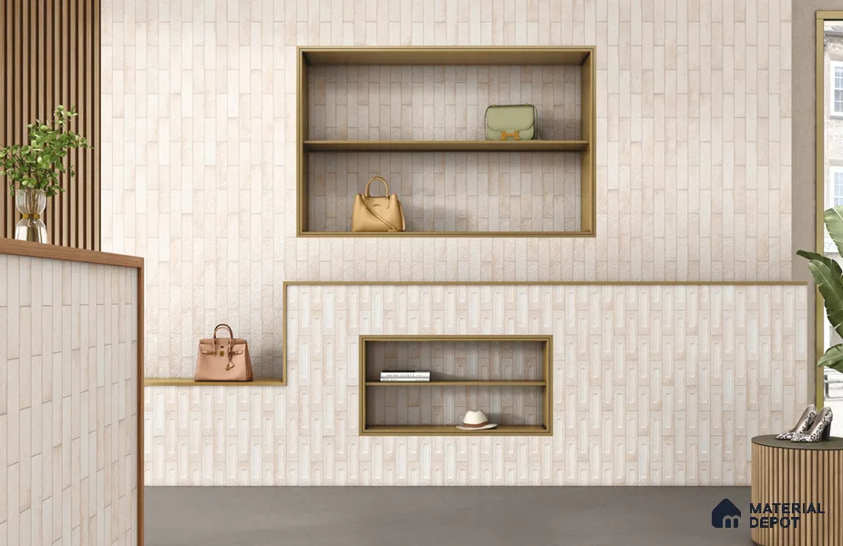 Subway Wall Tile TL 11506 C Fruna Bianco Decor 10 inc x 2 inc Vitrified Whitebody Digimatt Finish - 8 mm | Suitable for Kitchen & Bathroom | Minimum 3 mm Spacer is Mandatory