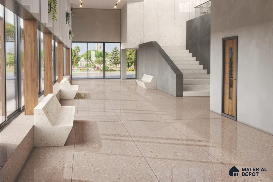 Terrazzo Kitchen Counter Top Slab TL 11511 B Mozeco Tuskan 8 ft x 3 ft Fullbody Digimatt Finish - 15 mm | Suitable for Table Top & Window Frame | Adhesive and Spacers Must be Used During Installation