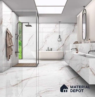 Large Format Endless Floor & Wall Tile TL 10577 Michel Angelo 8 ft x 4 ft Colour Body Vitrified Glossy Finish - 9 mm | Suitable for Living Room, Bedroom, Bathroom | Adhesive and Spacers Must be Used During Installation