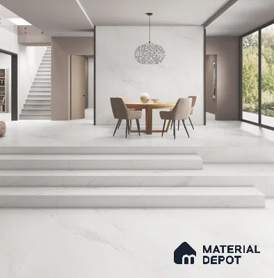 Large Format Endless Floor & Wall Tile TL 10583 Solomon White 8 ft x 4 ft Colour Body Vitrified Matte Finish - 9 mm | Suitable for Living Room, Bedroom, Bathroom | Adhesive and Spacers Must be Used During Installation