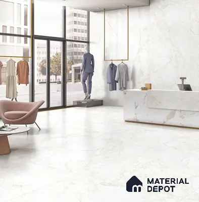 Large Format Endless Floor & Wall Tile TL 10584 Nura White 8 ft x 4 ft Colour Body Vitrified Matte Finish - 9 mm | Suitable for Living Room, Bedroom, Bathroom | Adhesive and Spacers Must be Used During Installation
