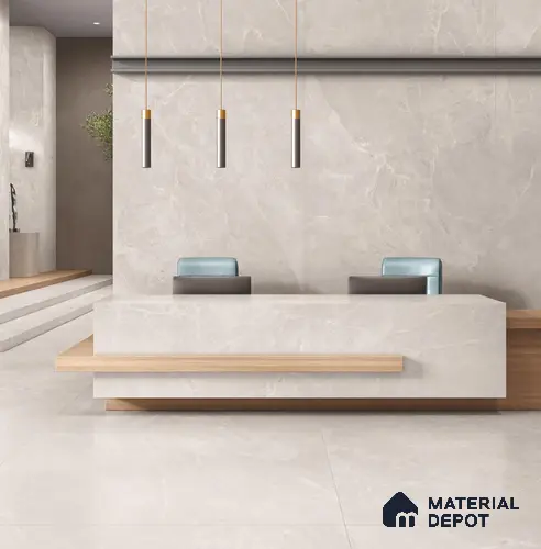 Large Format Endless Floor & Wall Tile TL 10581 Paradise Silver 8 ft x 4 ft Colour Body Vitrified Matte Finish - 9 mm | Suitable for Living Room, Bedroom, Bathroom | Adhesive and Spacers Must be Used During Installation