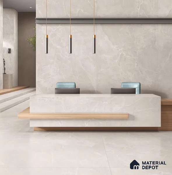 Large Format Endless Floor & Wall Tile TL 10581 Paradise Silver 8 ft x 4 ft Colour Body Vitrified Matte Finish - 9 mm | Suitable for Living Room, Bedroom, Bathroom | Adhesive and Spacers Must be Used During Installation