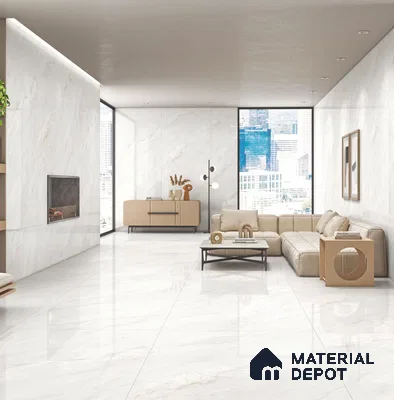 Large Format Endless Floor & Wall Tile TL 10582 Onyx Izola White 8 ft x 4 ft Colour Body Vitrified Matte Finish - 9 mm | Suitable for Living Room, Bedroom, Bathroom | Adhesive and Spacers Must be Used During Installation