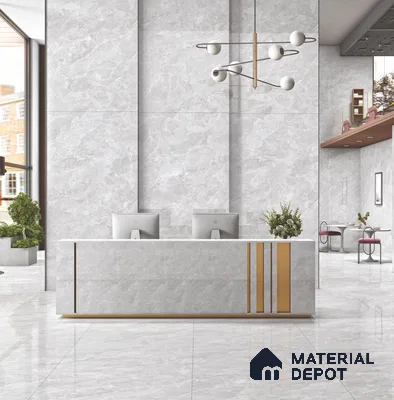 Large Format Endless Floor & Wall Tile TL 10585 Vega Silver 8 ft x 4 ft Colour Body Vitrified Matte Finish - 9 mm | Suitable for Living Room, Bedroom, Bathroom | Adhesive and Spacers Must be Used During Installation