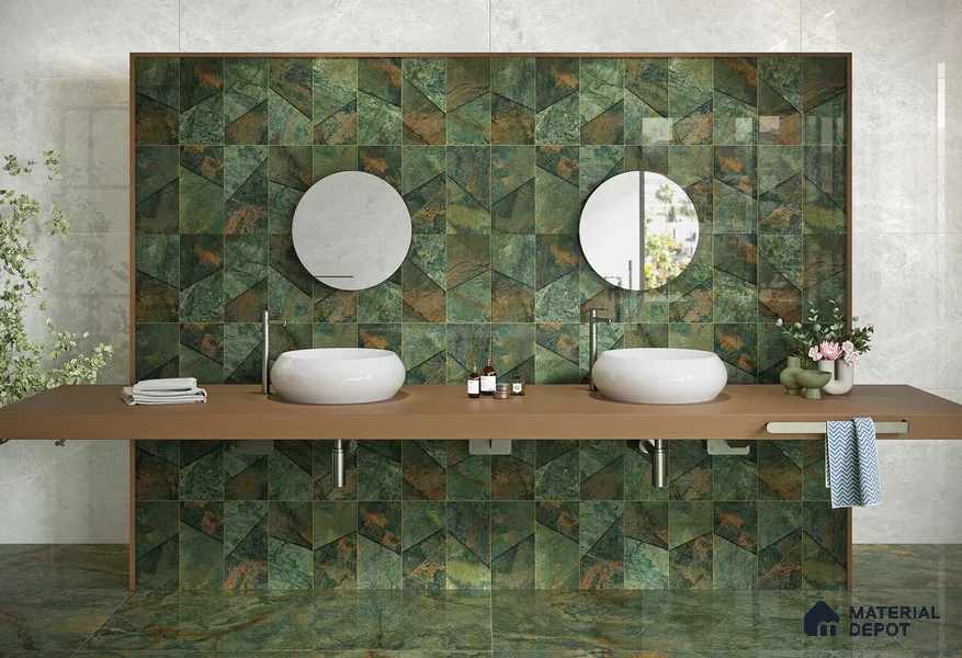 Highlighter Wall Tile TL 05463 Emerald Green Decor 2 ft x 4 ft Vitrified High Gloss Finish - 9 mm | Suitable for Living Room, Bedroom, Bathroom, Kitchen