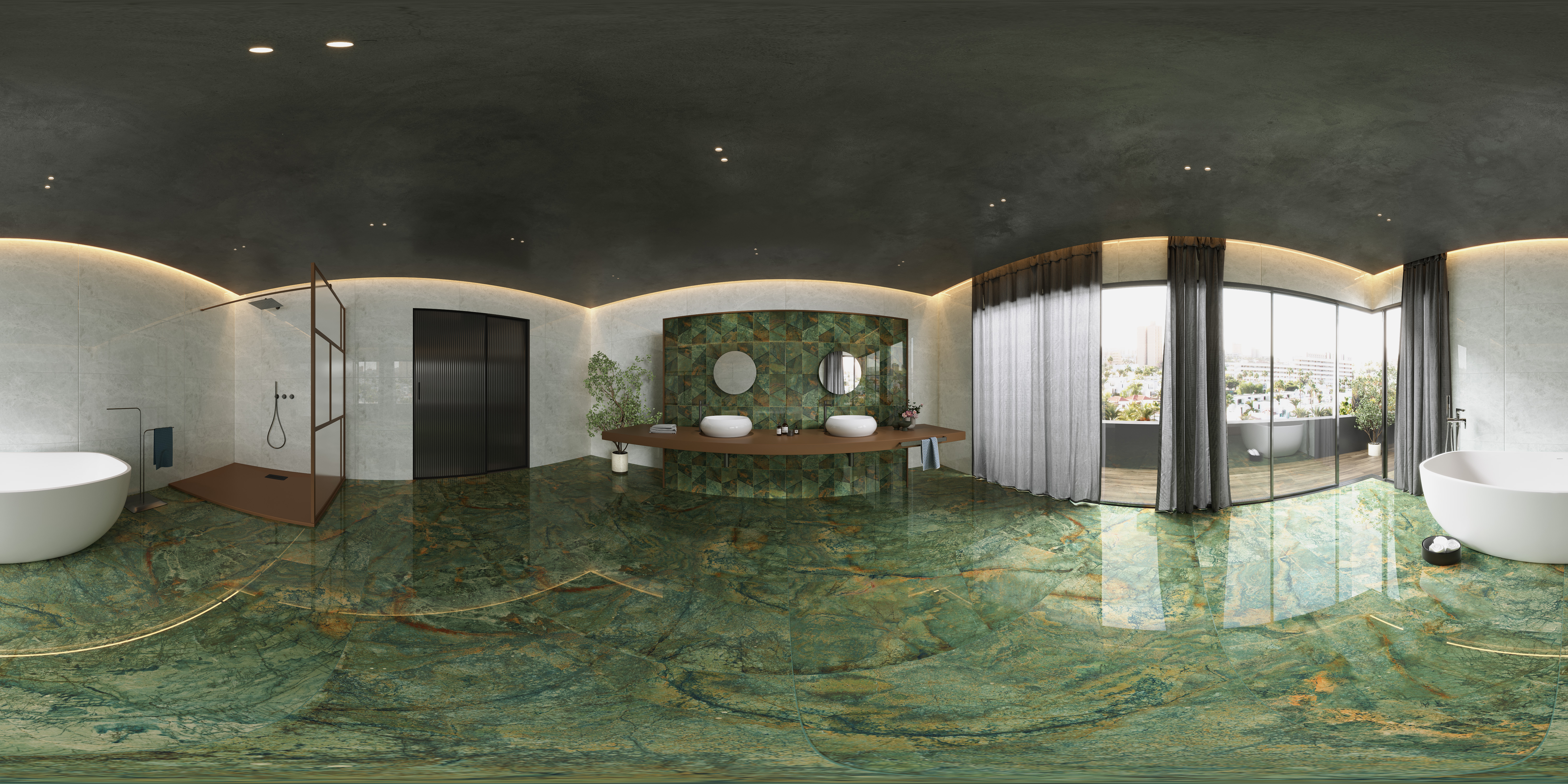 Highlighter Wall Tile TL 05463 Emerald Green Decor 2 ft x 4 ft Vitrified High Gloss Finish - 9 mm | Suitable for Living Room, Bedroom, Bathroom, Kitchen