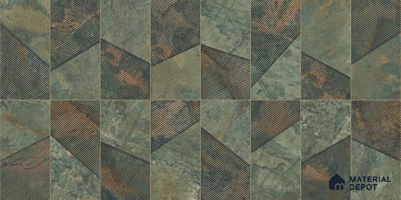Highlighter Wall Tile TL 05463 Emerald Green Decor 2 ft x 4 ft Vitrified High Gloss Finish - 9 mm | Suitable for Living Room, Bedroom, Bathroom, Kitchen