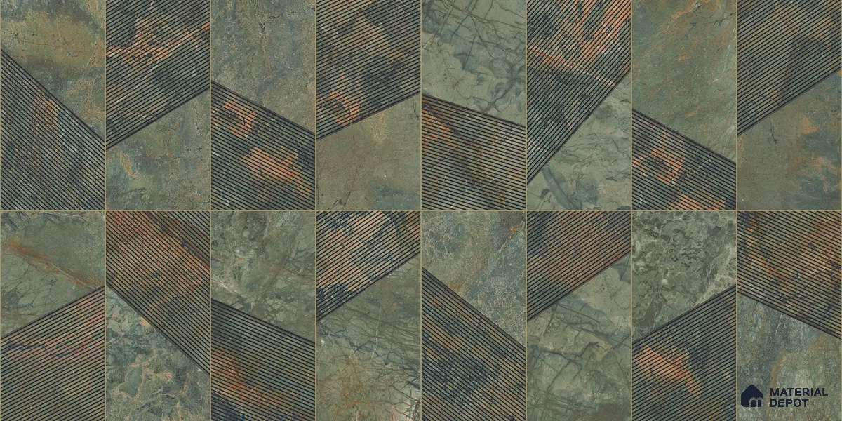 Highlighter Wall Tile TL 05463 Emerald Green Decor 2 ft x 4 ft Vitrified High Gloss Finish - 9 mm | Suitable for Living Room, Bedroom, Bathroom, Kitchen