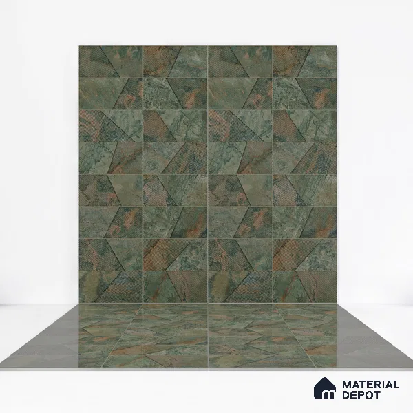 Highlighter Wall Tile TL 05463 Emerald Green Decor 2 ft x 4 ft Vitrified High Gloss Finish - 9 mm | Suitable for Living Room, Bedroom, Bathroom, Kitchen