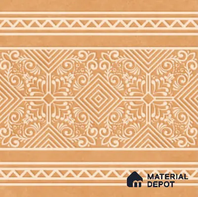 Moroccan Carpet Floor TL 11515 B Levels Marigold Border 8 inc x 8 inc Anti Skid Vitrified Whitebody Digimatt Finish - 8 mm | Suitable for Living Room,Bedroom,Dining & Kitchen | Minimum 3 mm Spacer is Mandatory