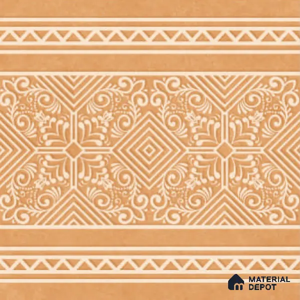 Moroccan Carpet Floor TL 11515 B Levels Marigold Border 8 inc x 8 inc Anti Skid Vitrified Whitebody Digimatt Finish - 8 mm | Suitable for Living Room,Bedroom,Dining & Kitchen | Minimum 3 mm Spacer is Mandatory