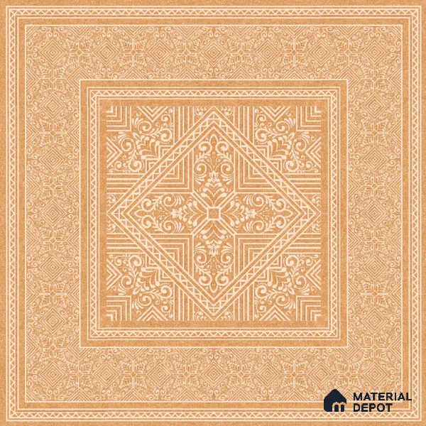 Moroccan Carpet Floor TL 11515 B Levels Marigold Border 8 inc x 8 inc Anti Skid Vitrified Whitebody Digimatt Finish - 8 mm | Suitable for Living Room,Bedroom,Dining & Kitchen | Minimum 3 mm Spacer is Mandatory
