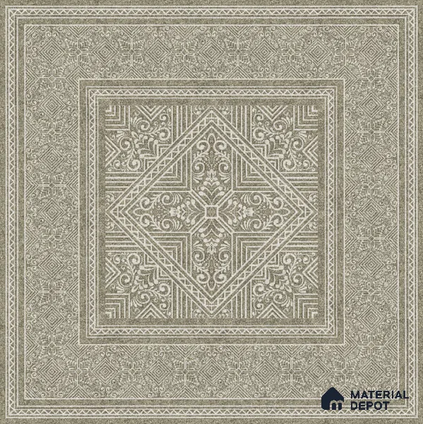 Moroccan Carpet Floor TL 11514 B Levels Forest Border 8 inc x 8 inc Anti Skid Vitrified Whitebody Digimatt Finish - 8 mm | Suitable for Living Room,Bedroom,Dining & Kitchen | Minimum 3 mm Spacer is Mandatory