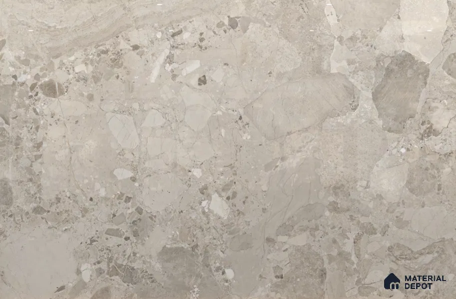 Large Formate Marble Floor & Wall Tile TL 11492 B Fracta Breccia Grey 6 ft x 4 ft Vitrified Glossy Finish - 9 mm | 3 Random Design | Suitable for Living Room, Bedroom, Dining & Office