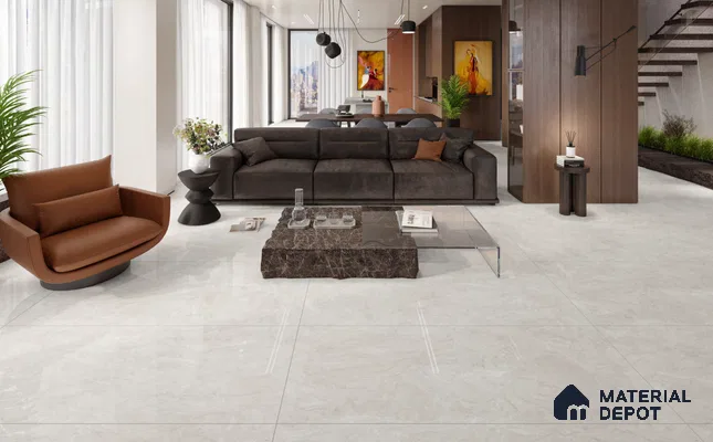 Large Formate Marble Floor & Wall Tile TL 11490 B Celion Ice Age 6 ft x 4 ft Vitrified Glossy Finish - 9 mm | 4 Random Design | Suitable for Living Room, Bedroom, Dining & Office