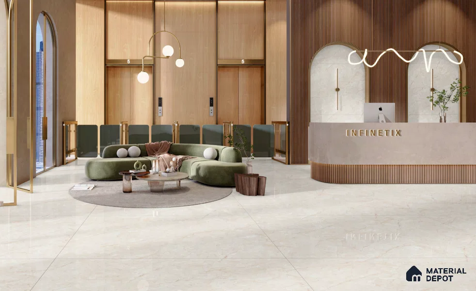 Large Format Marble Floor & Wall Tile TL 11473 Moonlace 6 ft x 4 ft Vitrified Glossy Finish - 9 mm | 4 Random Design | Suitable for Living Room, Bedroom, Dining & Office
