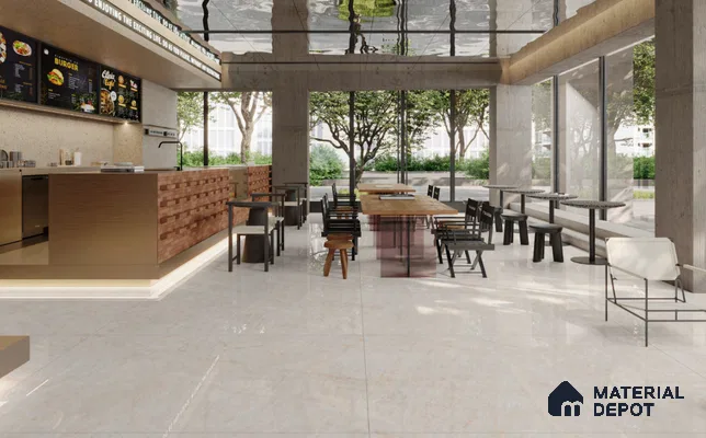Large Formate Marble Floor & Wall Tile TL 11461 B Arctic Crema 6 ft x 4 ft Vitrified Lush Finish - 9 mm | 3 Random Design | Suitable for Living Room, Bedroom, Dining & Office