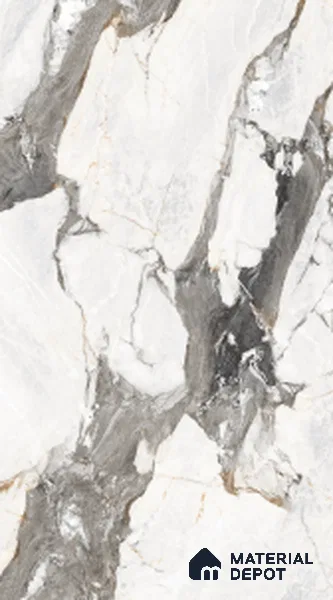 Large Formate Marble Floor & Wall Tile TL 11408 Magnifica Encore 8 ft x 4 ft Book Match Vitrified Color Body Hybrid Finish - 9 mm | Suitable for Living Room, Bedroom, Bathroom | Adhesive and Spacers Must be Used During Installation
