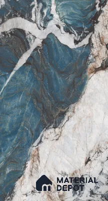 Large Formate Marble Floor & Wall Tile TL 11413 Exotic Aqua 8 ft x 4 ft Book Match Vitrified Color Body Hybrid Finish - 9 mm | Suitable for Living Room, Bedroom, Bathroom | Adhesive and Spacers Must be Used During Installation