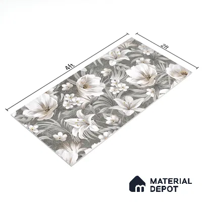 Floral Wall Tile TL 05509 B Lisburn Grey Decor 2 ft x 4 ft Vitrified Lush Plus Matte Finish - 9 mm | 4 Random Design | Suitable for Living Room, Bedroom, Bathroom, Kitchen