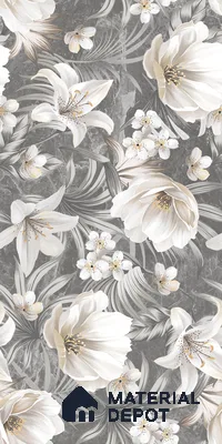 Floral Wall Tile TL 05509 B Lisburn Grey Decor 2 ft x 4 ft Vitrified Lush Plus Matte Finish - 9 mm | 4 Random Design | Suitable for Living Room, Bedroom, Bathroom, Kitchen