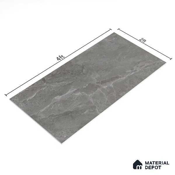 Marble Floor & Wall Tile TL 05509 C Lisburn Grey 2 ft x 4 ft Vitrified Lush Plus Matte Finish - 9 mm | 6 Random Design | Suitable for Living Room, Bedroom, Bathroom, Kitchen