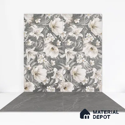 Marble Floor & Wall Tile TL 05509 C Lisburn Grey 2 ft x 4 ft Vitrified Lush Plus Matte Finish - 9 mm | 6 Random Design | Suitable for Living Room, Bedroom, Bathroom, Kitchen