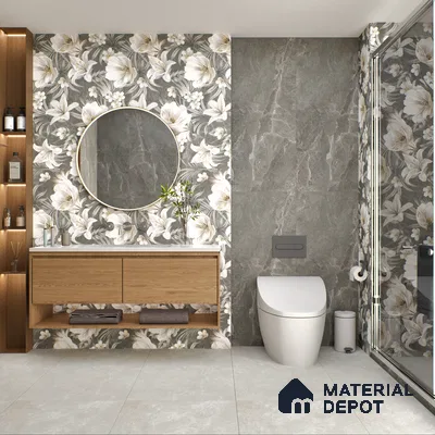 Marble Floor & Wall Tile TL 05509 Lisburn Bianco 2 ft x 4 ft Vitrified Lush Plus Matte Finish - 9 mm | 6 Random Design | Suitable for Living Room, Bedroom, Bathroom, Kitchen