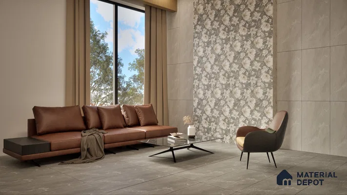 Marble Floor & Wall Tile TL 05509 Lisburn Bianco 2 ft x 4 ft Vitrified Lush Plus Matte Finish - 9 mm | 6 Random Design | Suitable for Living Room, Bedroom, Bathroom, Kitchen